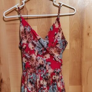 Fringe Women's Small Summer Maxi Dress Spaghetti Straps Floral Print Multi Color